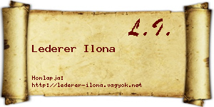 Lederer Ilona névjegykártya